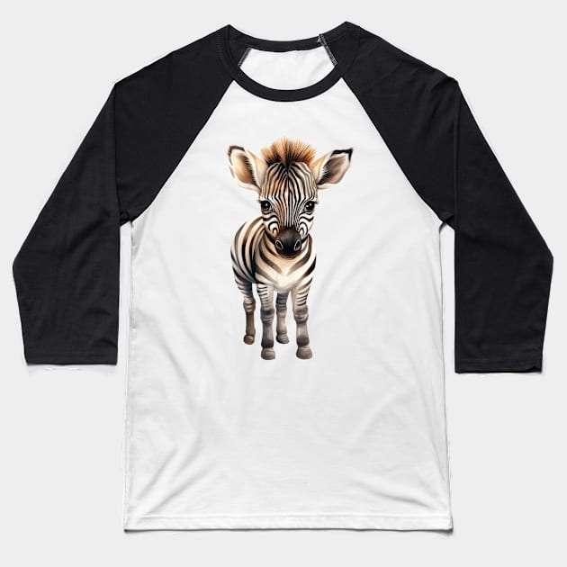 Baby Zebra Baseball T-Shirt by Chromatic Fusion Studio